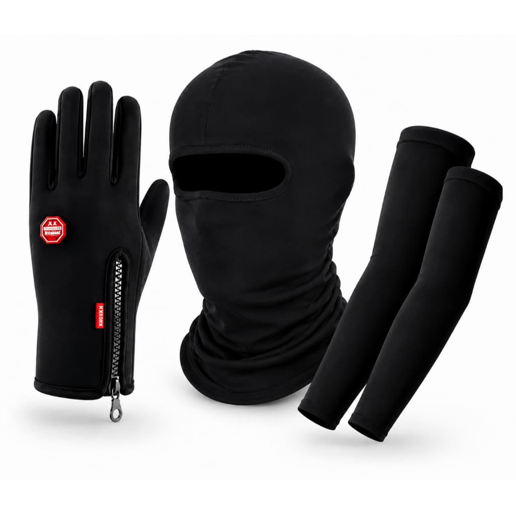 Kit Touca Ninja Manguito e Luva Impermeável Para Motoboy Proteção UV50+ Térmico Chuva Moto Unissex