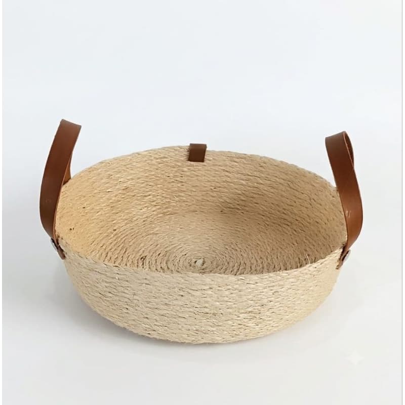 Cesta redonda cachipot de sisal 28x6cm de pão fruteira organizadora decorativo