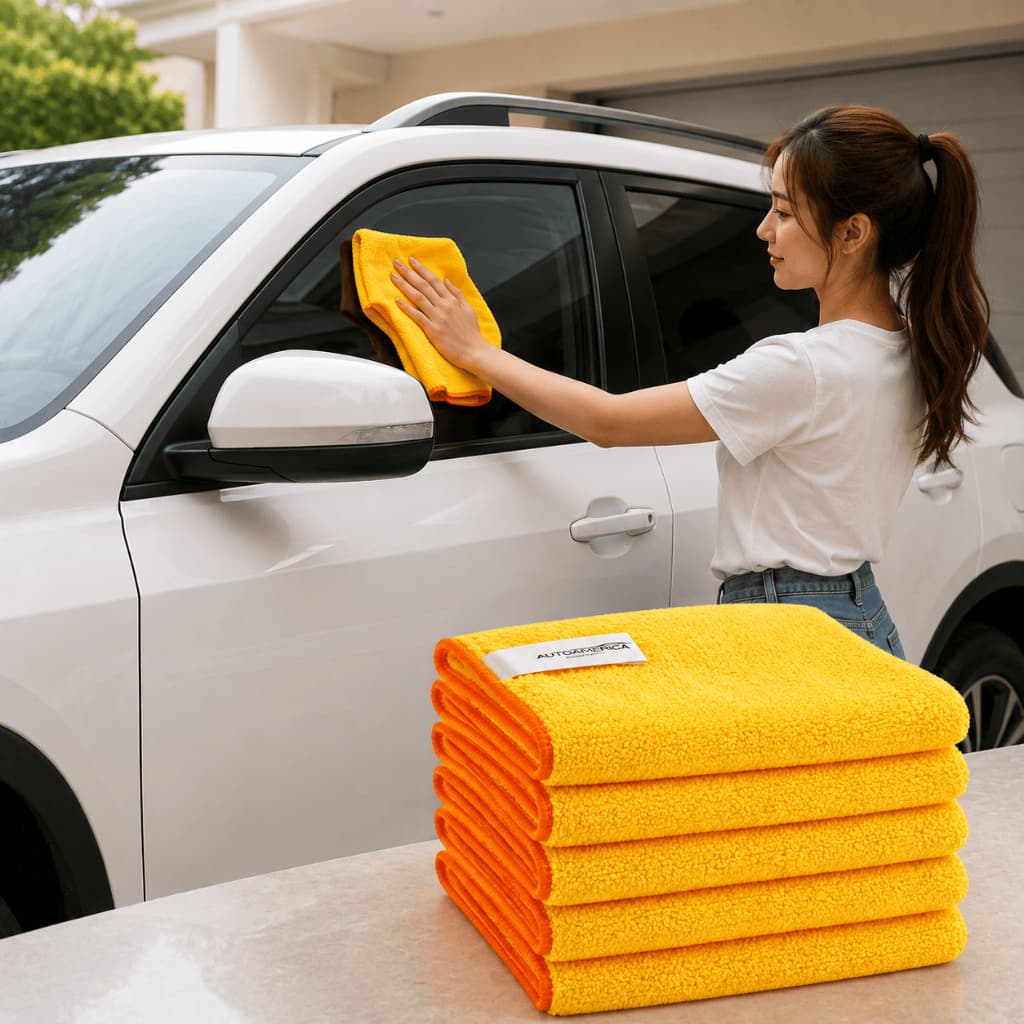 Kit 3 Panos Microfibra Autoamerica Premium Amarelo 40x60cm 350GSM Detalhamento Automotivo