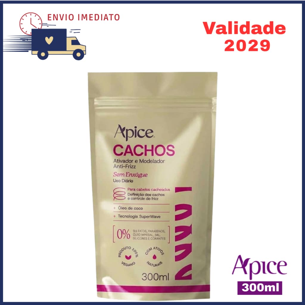 Refil Ativador e Modelador de Cachos 300ml Apice Cosméticos Hidratação para os cabelos Cacheados