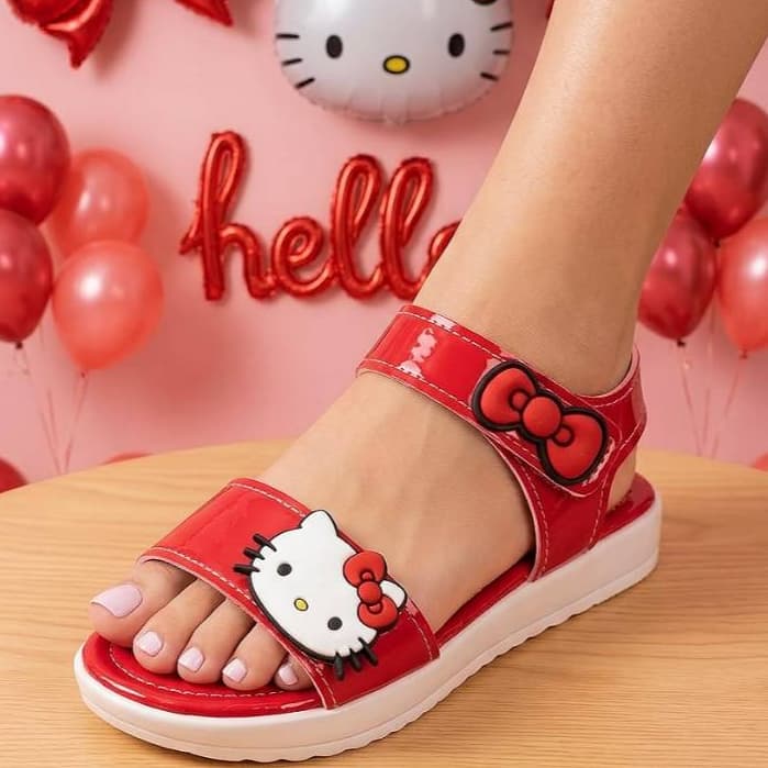 Sandália Infantil Feminina Menina Papete Gatinha Laço Vermelha Rosa Confortável Linha Premium