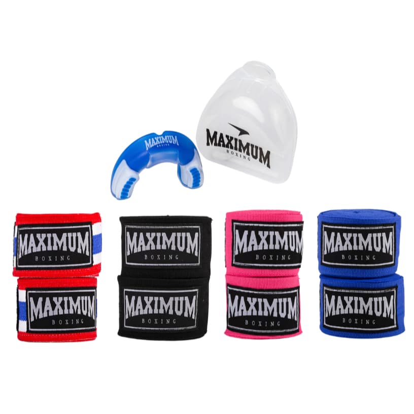 Kit Protetor Bucal Azul e Bandagem Maximum Boxing- Boxe/Muay Thai