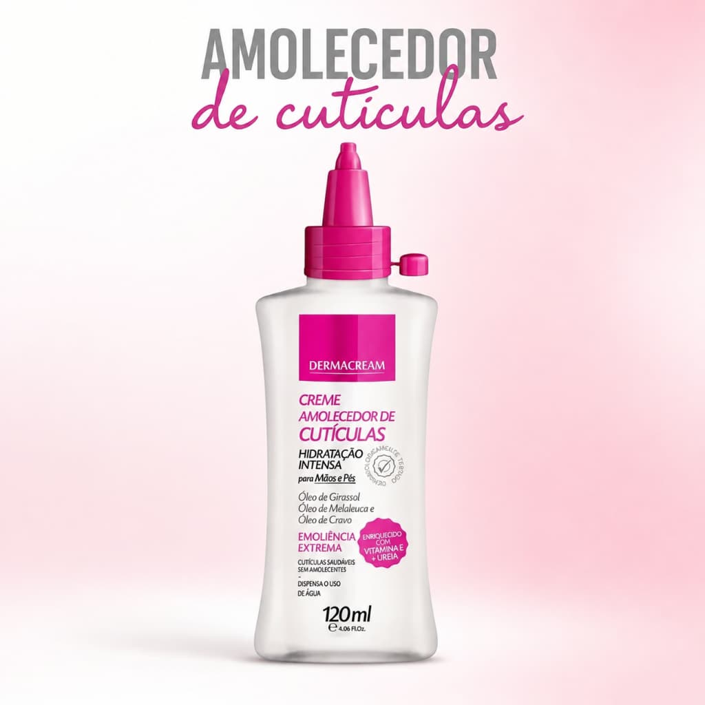 Creme Dermacream Amolecedor de Cutículas Profissional Com Óleo de Girassol Cravo e Ureia 120ml