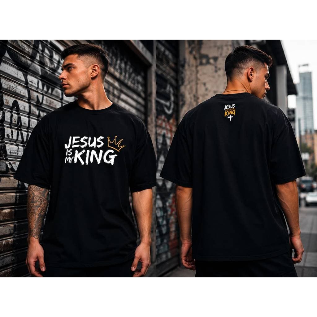 Camiseta Oversized Jesus is my  King blusa cristã masculina streetwear premium