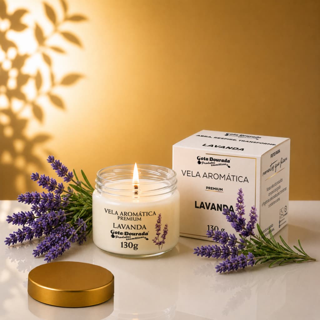 Vela Aromática Premium 130g -  Momento relaxante - Lavanda
