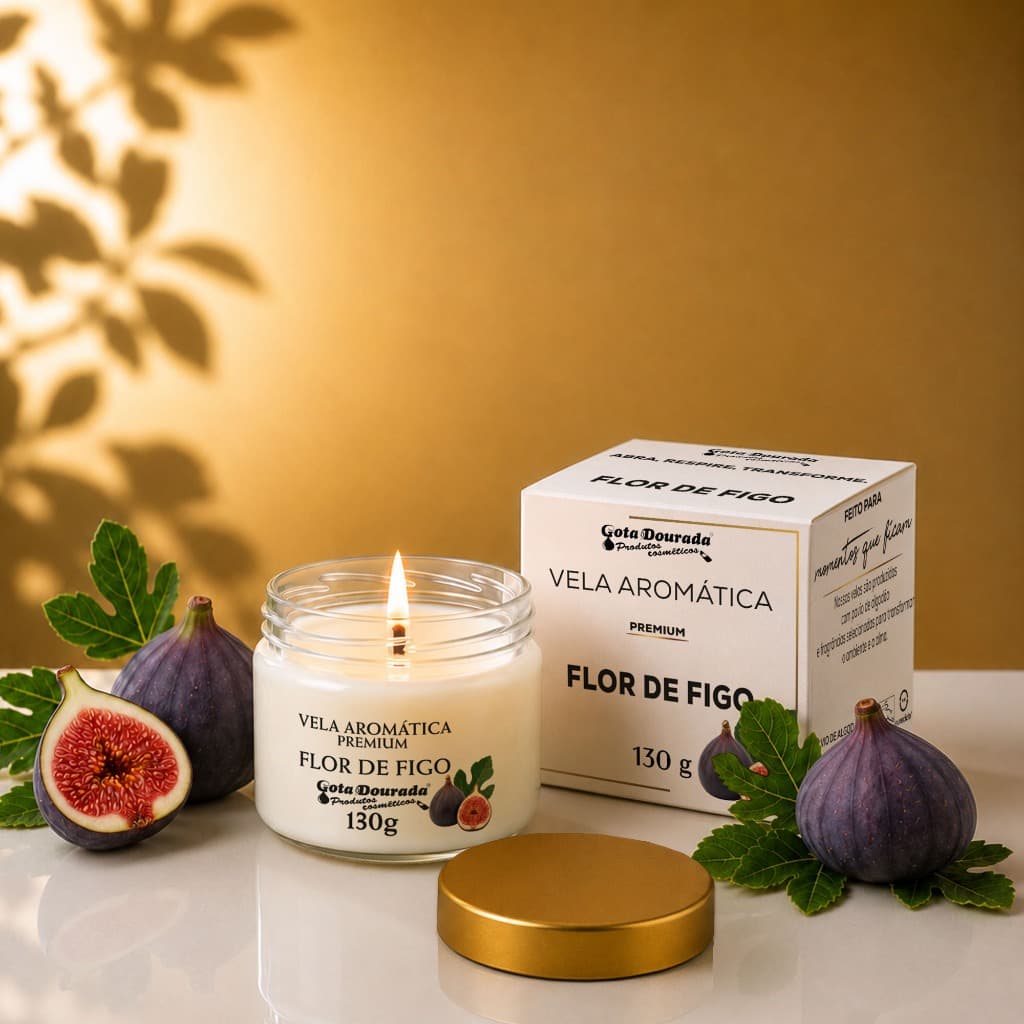 Vela Aromática Premium 130g - Sensação de Conforto e Bem-Estar - Flor de Figo