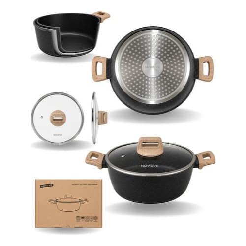 Panela Caçarola Antiaderente 6L Grande com Tampa de Vidro, Multiuso para Indução e Fogão a Gás POP YO