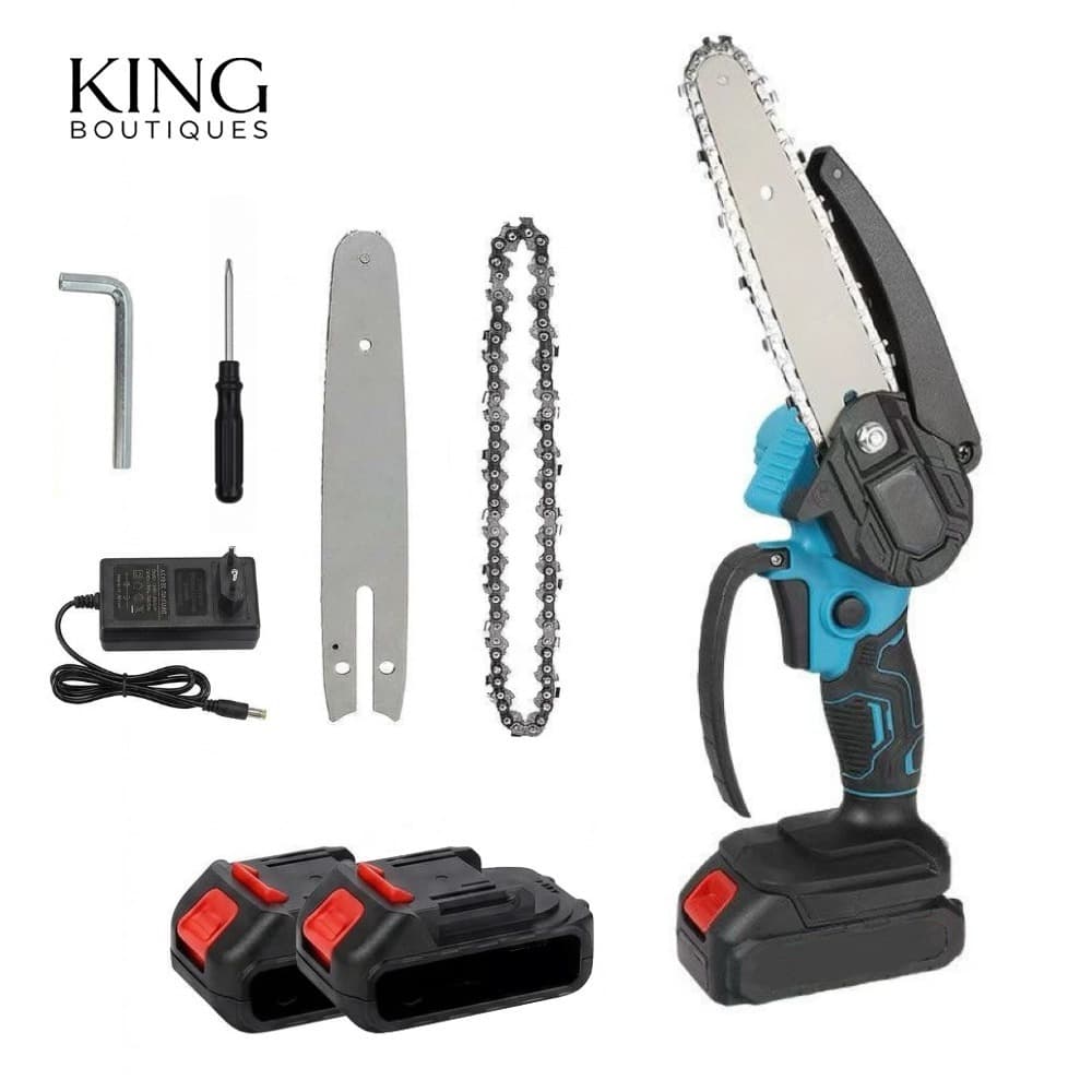 Mini Motosserra Sem Fio Portátil 48V com 2 Baterias – Ideal para Jardinagem e Poda