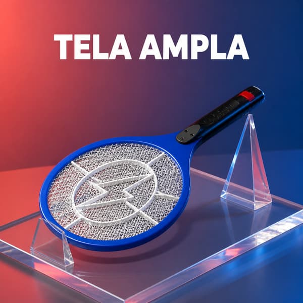 Raquete Elétrica Mata Mosquito com Tela Ampla Portátil para Moscas Pernilongos e Insetos em Casa Jardim Camping e Viagem