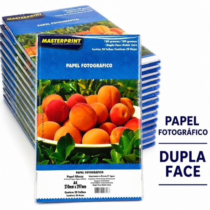 kit Papel Fotográfico DUPLA FACE 180g Glossy Masterprint – 20 |40 | 60 Folhas