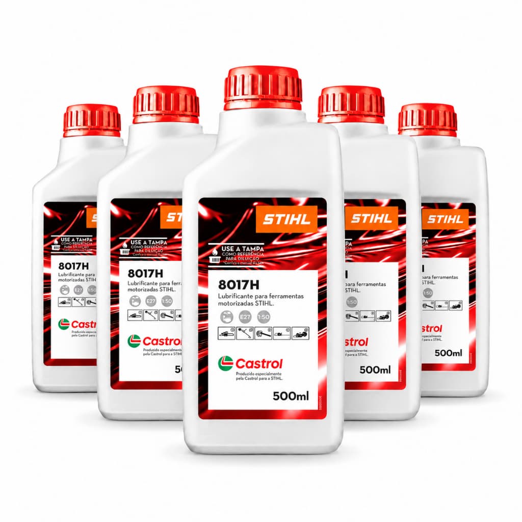 Kit 5 Óleo Castrol Stihl Para Motor 2T 8017H Lubrificante Óleo Para Motores 2 Tempos 500ml