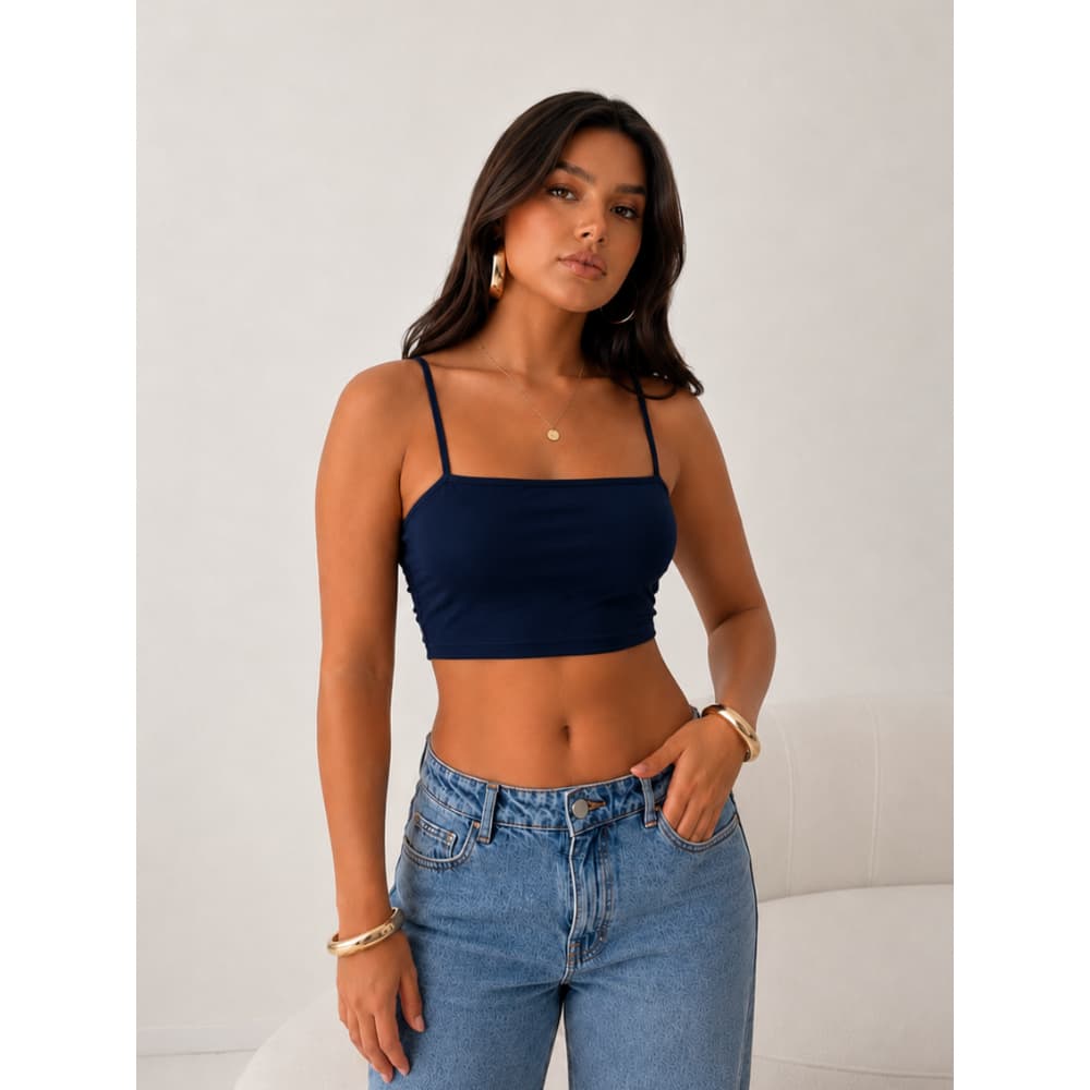 Cropped Top de Alcinha Feminino Sem Bojo e Com Forro Duplo Para Dia a Dia e Noite