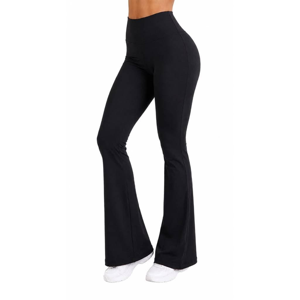 Calça feminina legging flare cintura alta feminina boca de sino bailarina