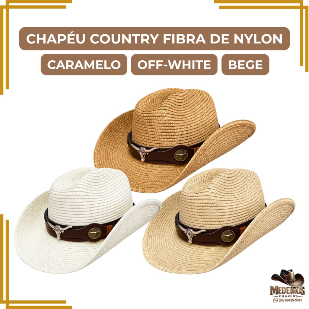 Chapéu Country Fibra de Nylon Adulto Estilo Cowboy Sertanejo Rodeio Festa Country Unissex Tamanho G