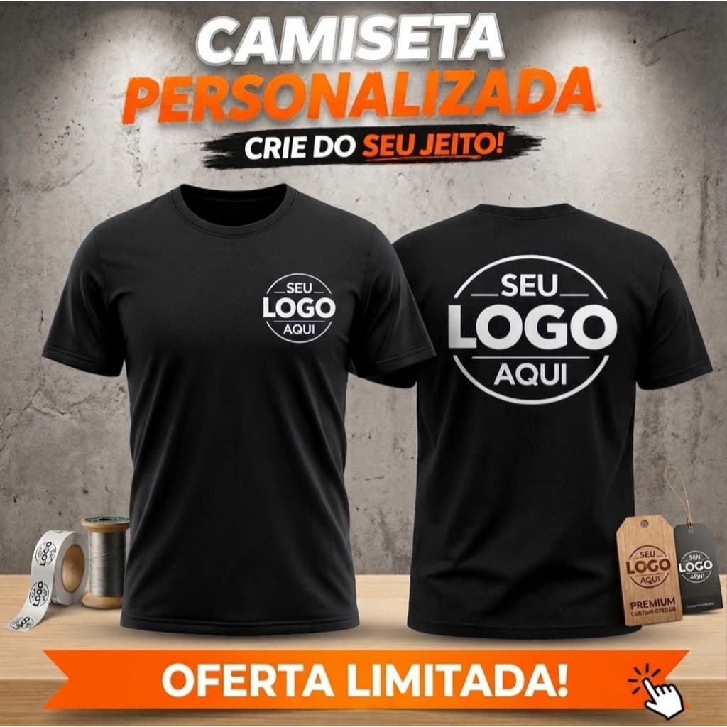 Camiseta Personalizada Basica Uniforme Empresa Algodao Logo Premium