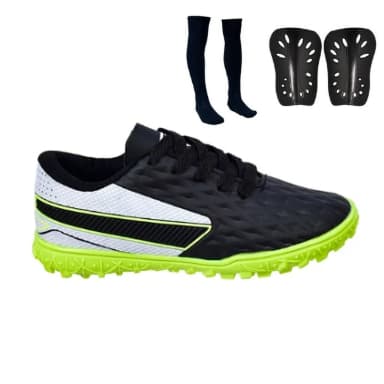 Chuteira Infantil Futebol Society Impactor Novidade Uzze Sport + Meião + Caneleira