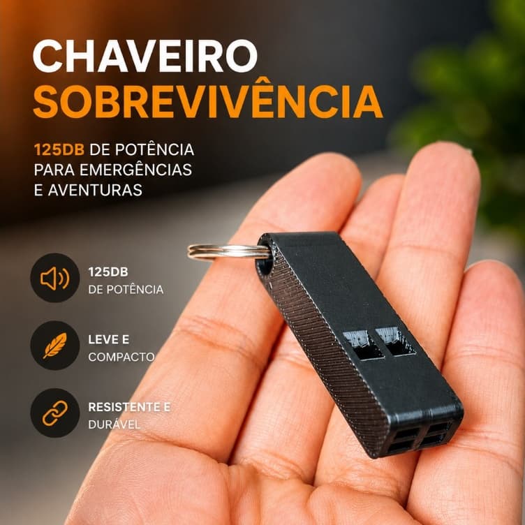 Kit 2 Apito Alto 125 Db Sobrevivência Emergência Profissional Chaveiro Colete simples minimalista