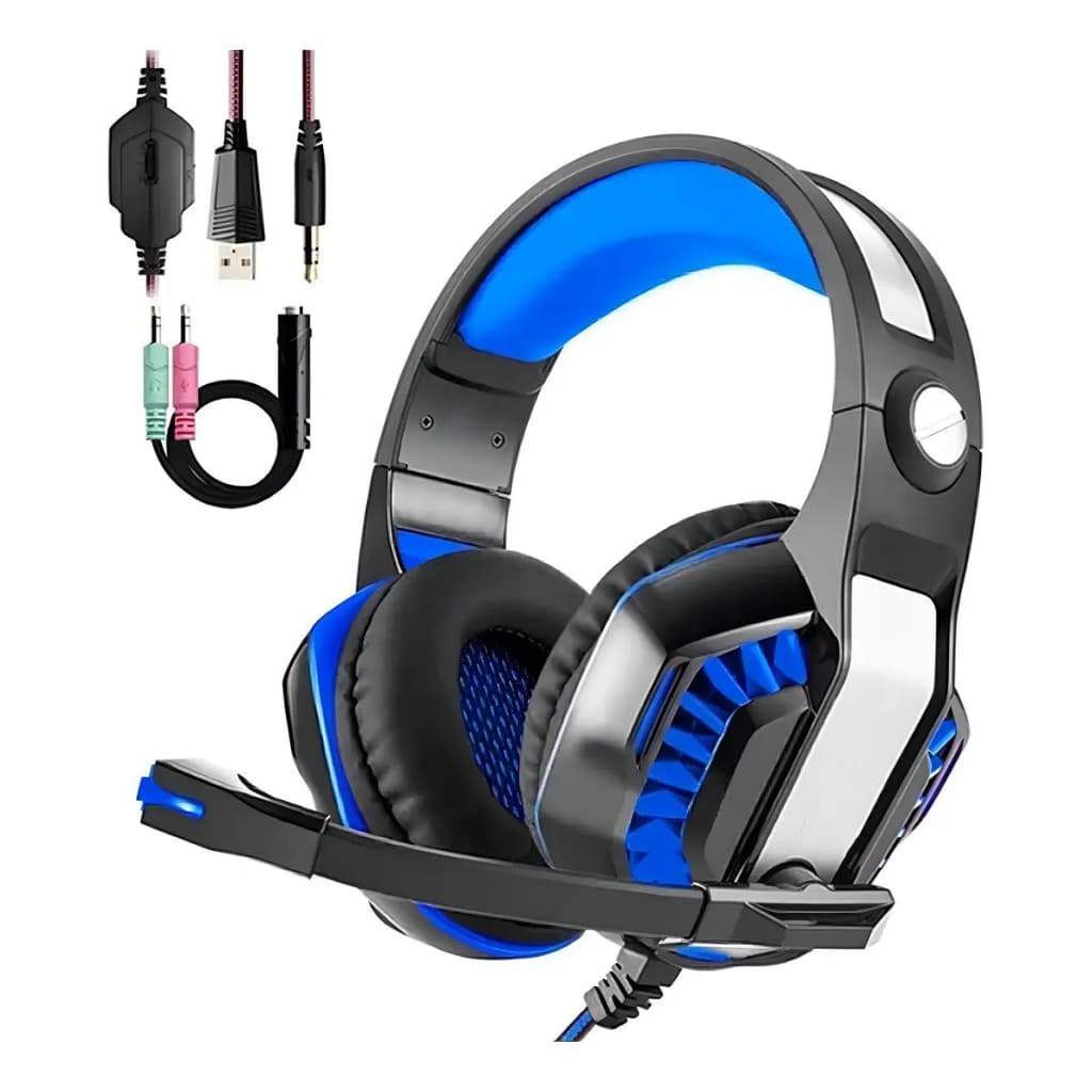 Fone de ouvido over-ear gamer Knup Gamer KP-491 vermelho com luz LED