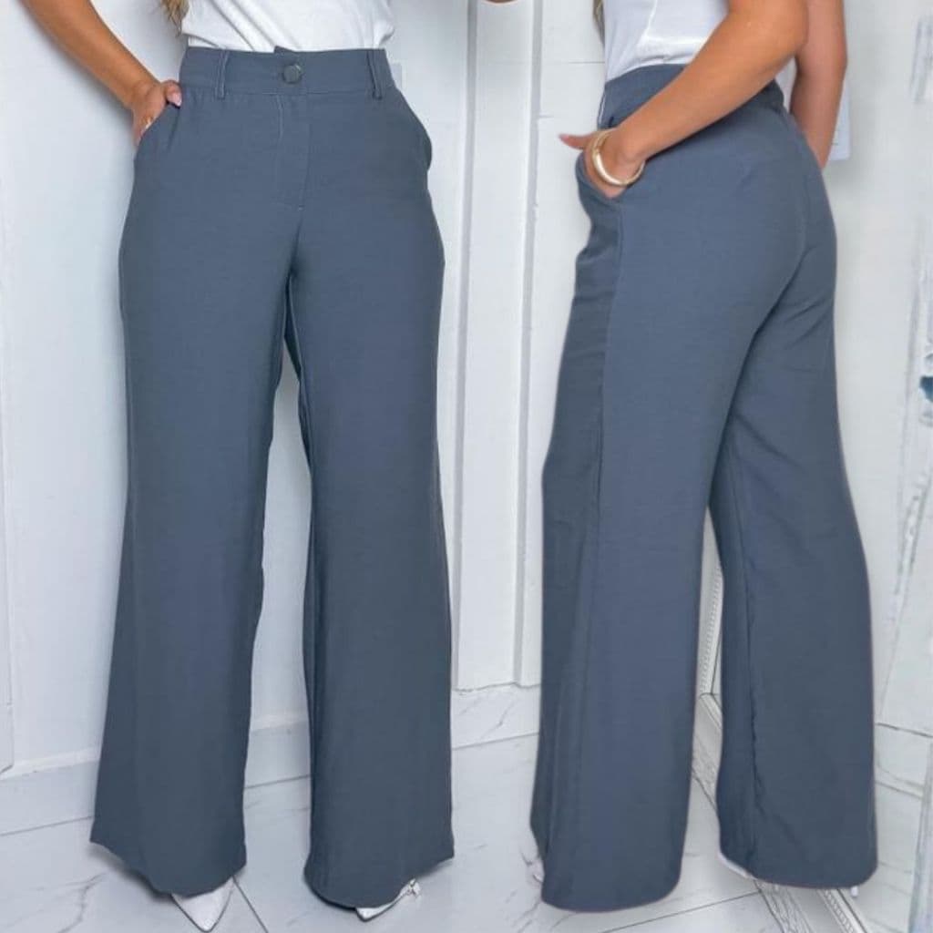 Calça Pantalona Feminina Alfaiataria Cintura Alta Em Tecido Sensorial Marrante Premium Envio Imediato