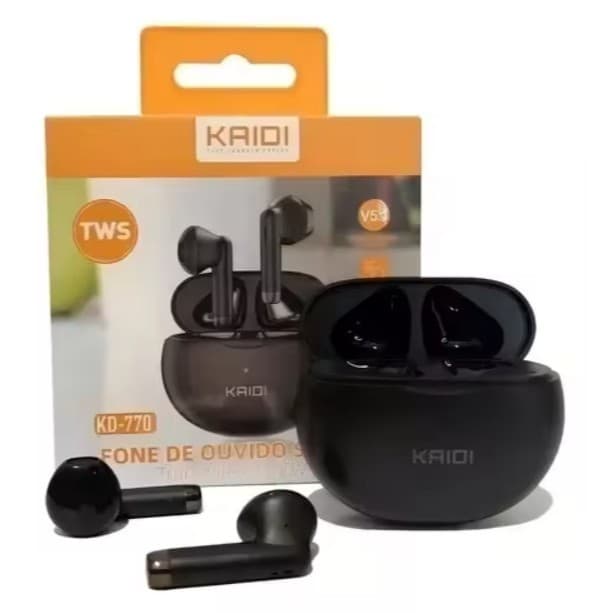 Fone de ouvido sem fio bluetooth 5.4 TWS kaidi KD-770 IPX4 prova agua
