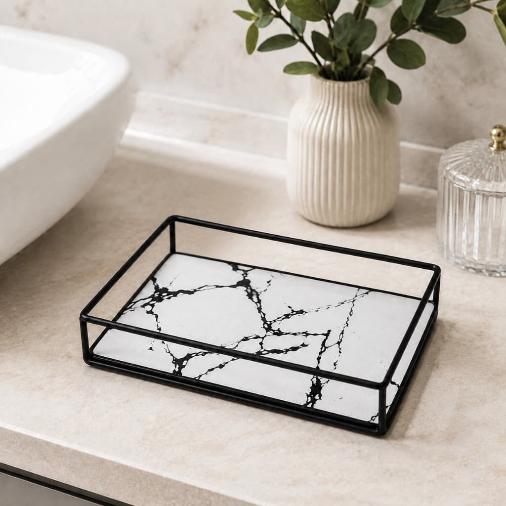 Bandeja Retangular Decorativa Simples Casual Metal Organizar