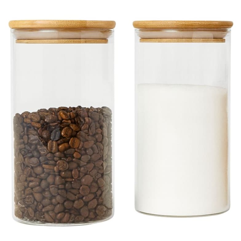 Kit 2 Pote Hermético Vidro Borossilicato 1,5L Tampa Bambu Mantimentos Cozinha
