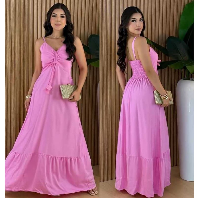 VESTIDO FEMININA LONGO BERSATIL alça  y ilastex em lãs costas tecido viscose sarilhado Moada feminina