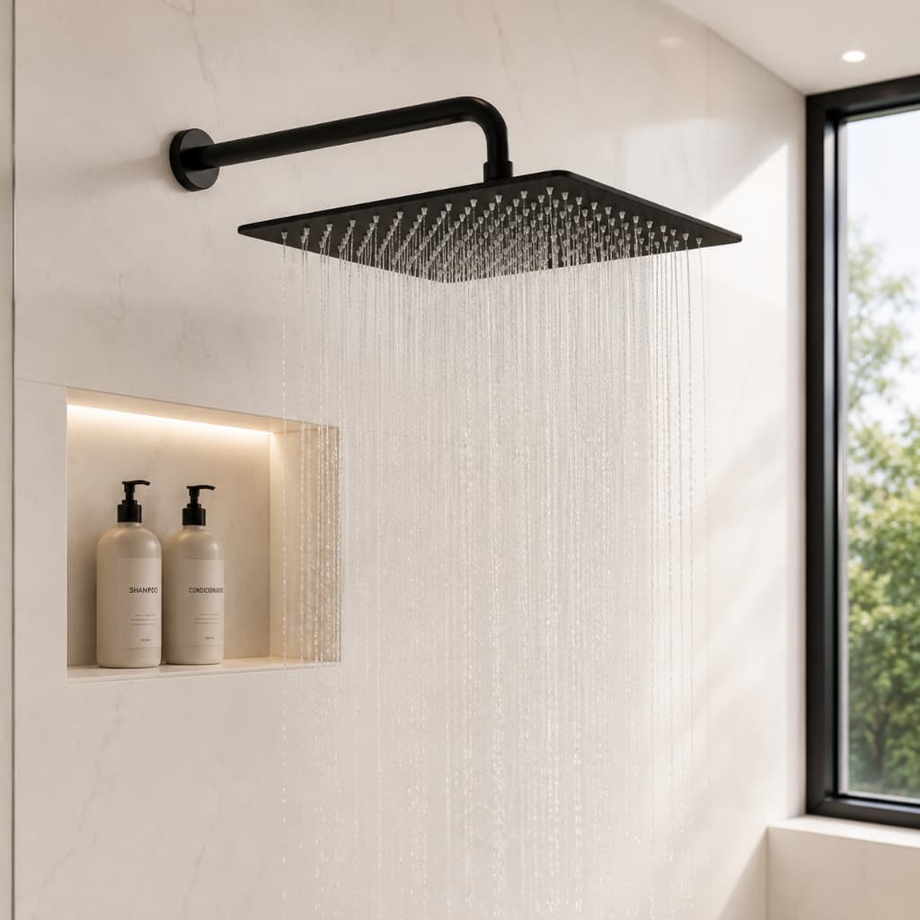 Chuveiro Ducha 20x20 Quadrado Premium com Alta Pressão Articulado Para Banheiro e Área Externa