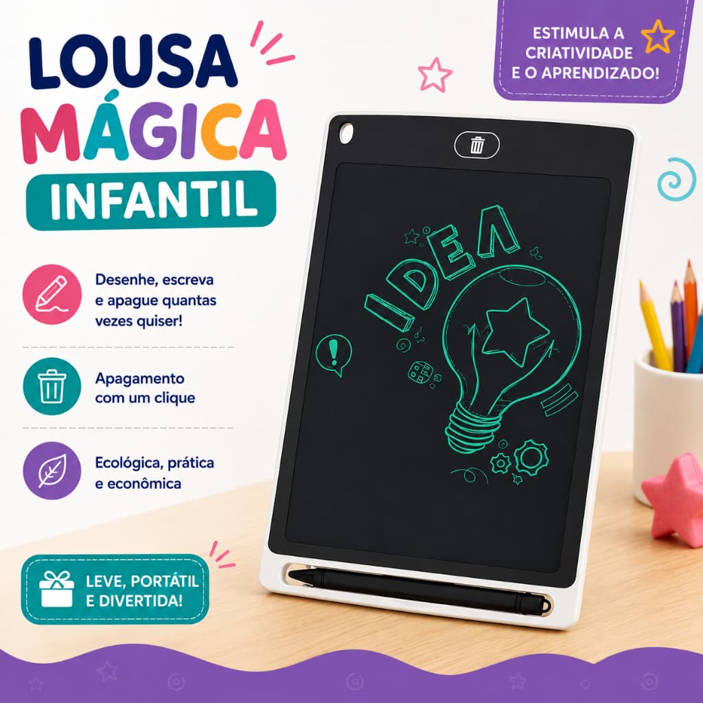 Lousa Mágica Tela Tablet Infantil Escrever Desenhar Brinquedo Infantil Menina Menino 10 Polegadas