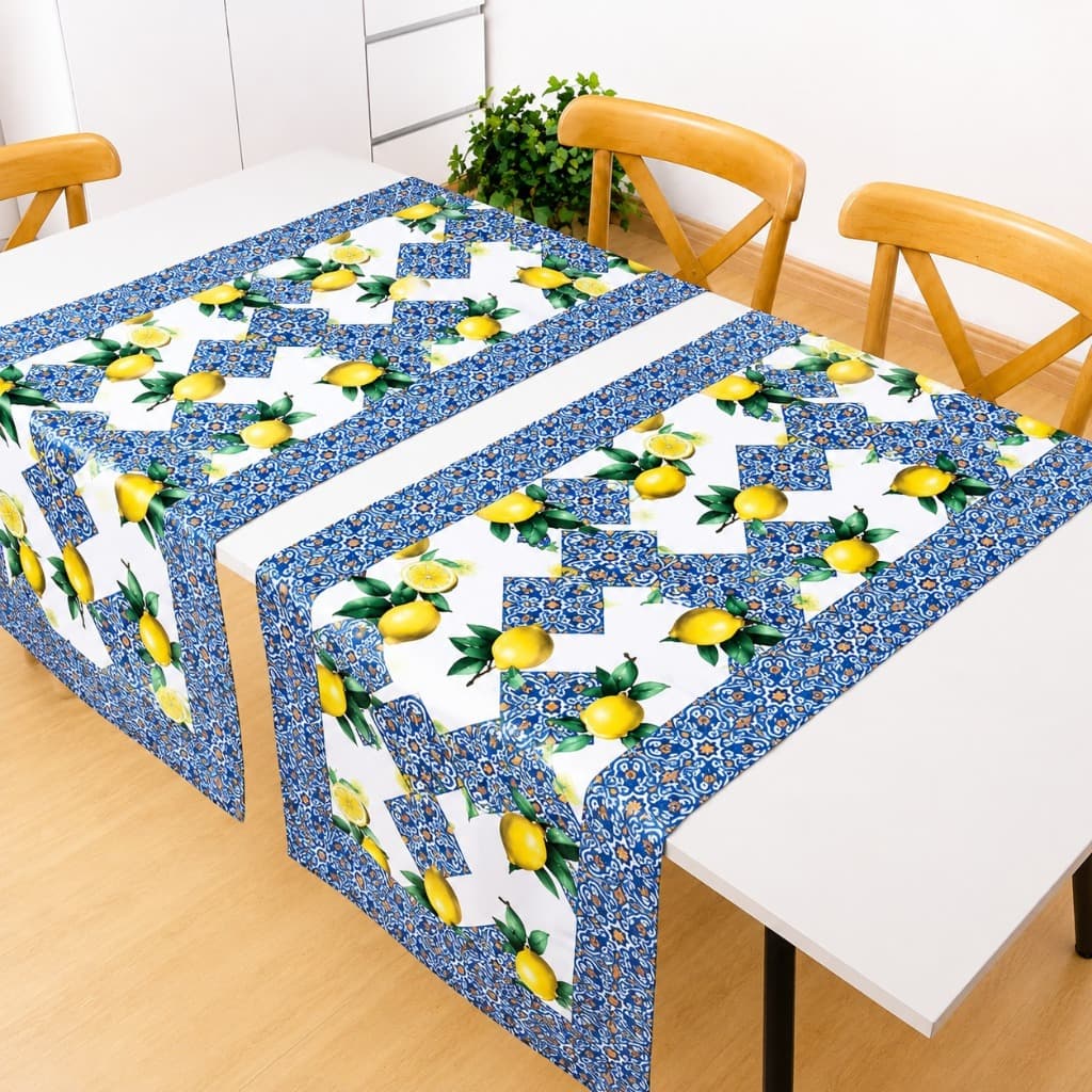 Caminho Trilho de Mesa 1 Peça Tecido Microfibra Estampa Digital Lavanda Limão Envio Imediato