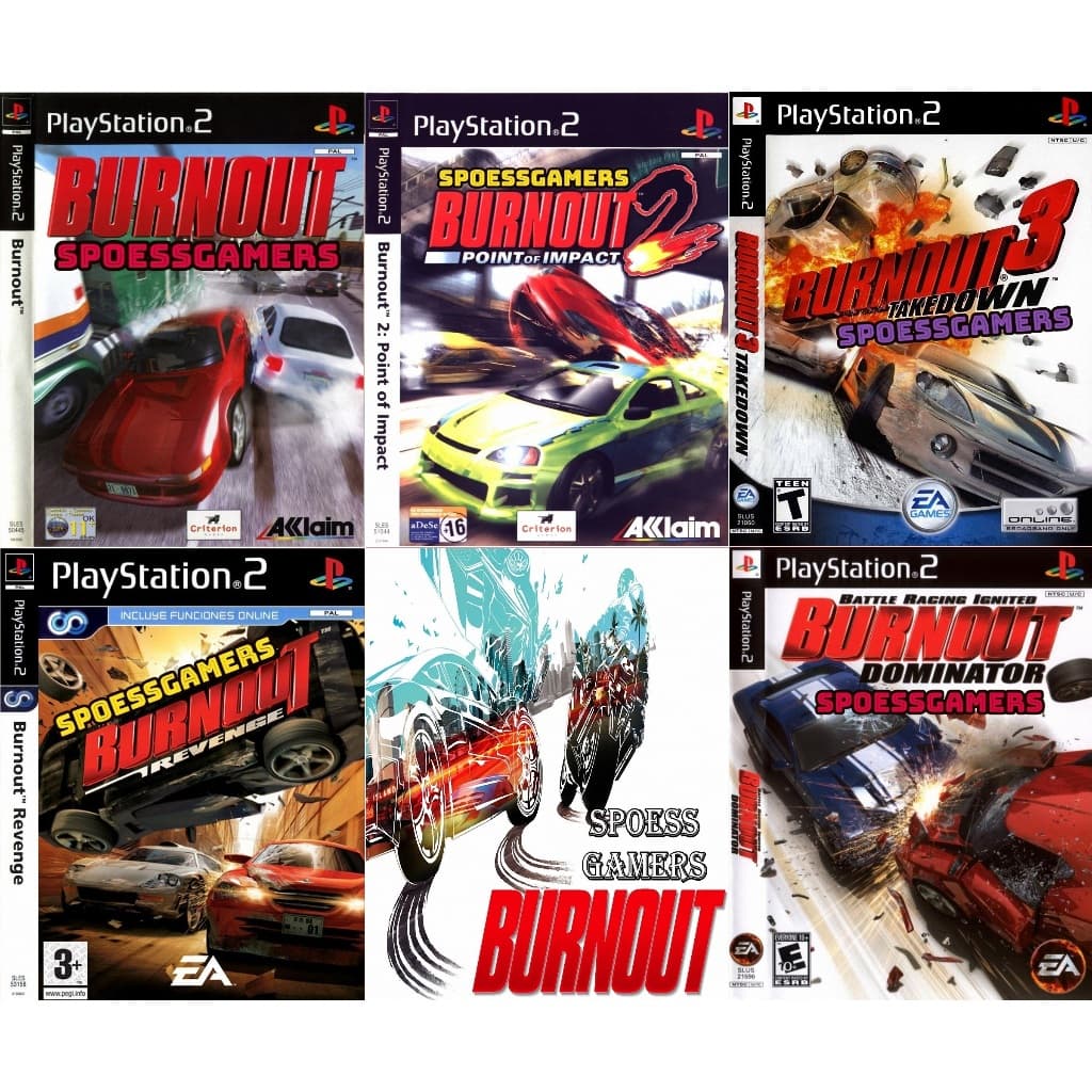 Burnout Coletânea PS2 Compatível | Burnout 1, 2, 3, Revenge e Dominator | Corrida