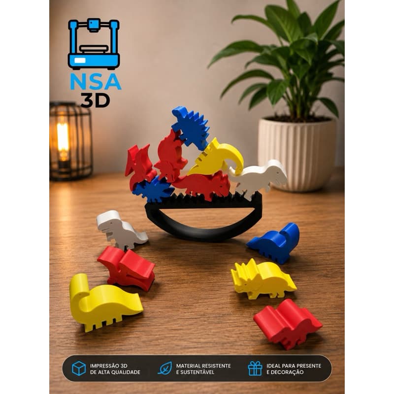 Jogo Equilibrio Dinossauros - Brinquedo montar sensorial