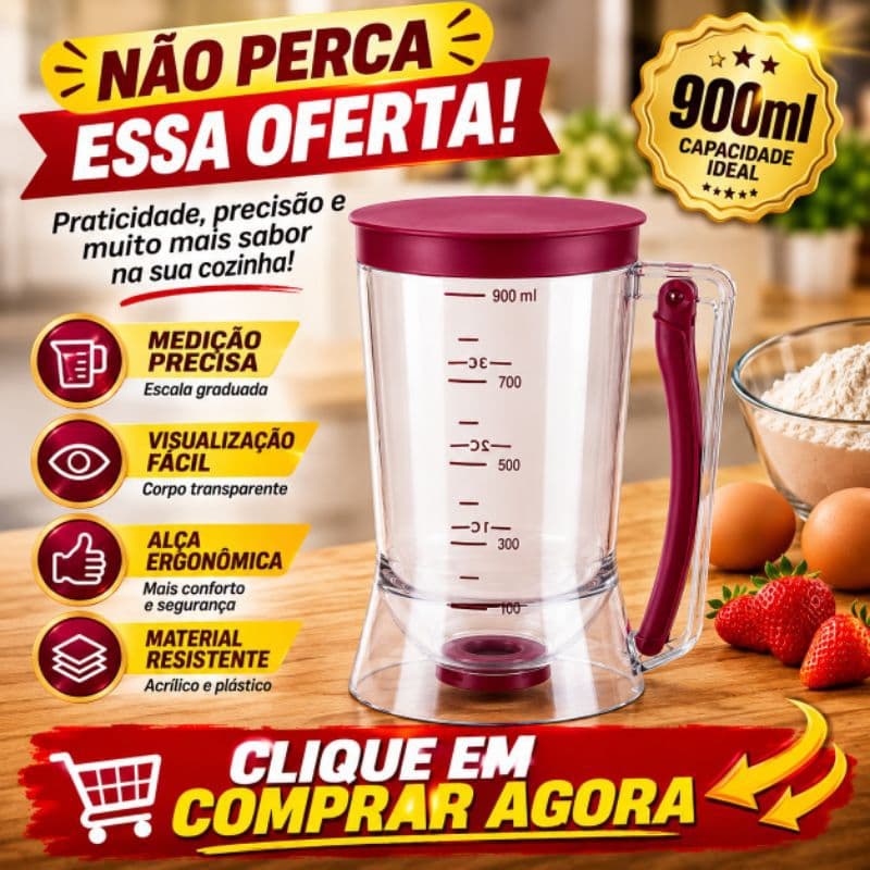 Jarra Medidora 900ml Acrílico com Alça e Medidor para Cozinha