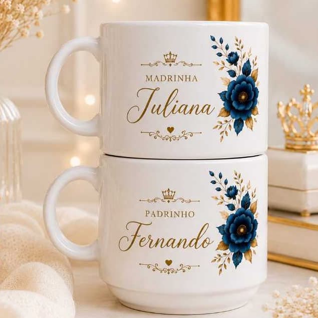 KIT 2 Xícaras Personalizadas 180ml Pais dos Noivos | Presente Casamento Porcelana padrinho madrinha