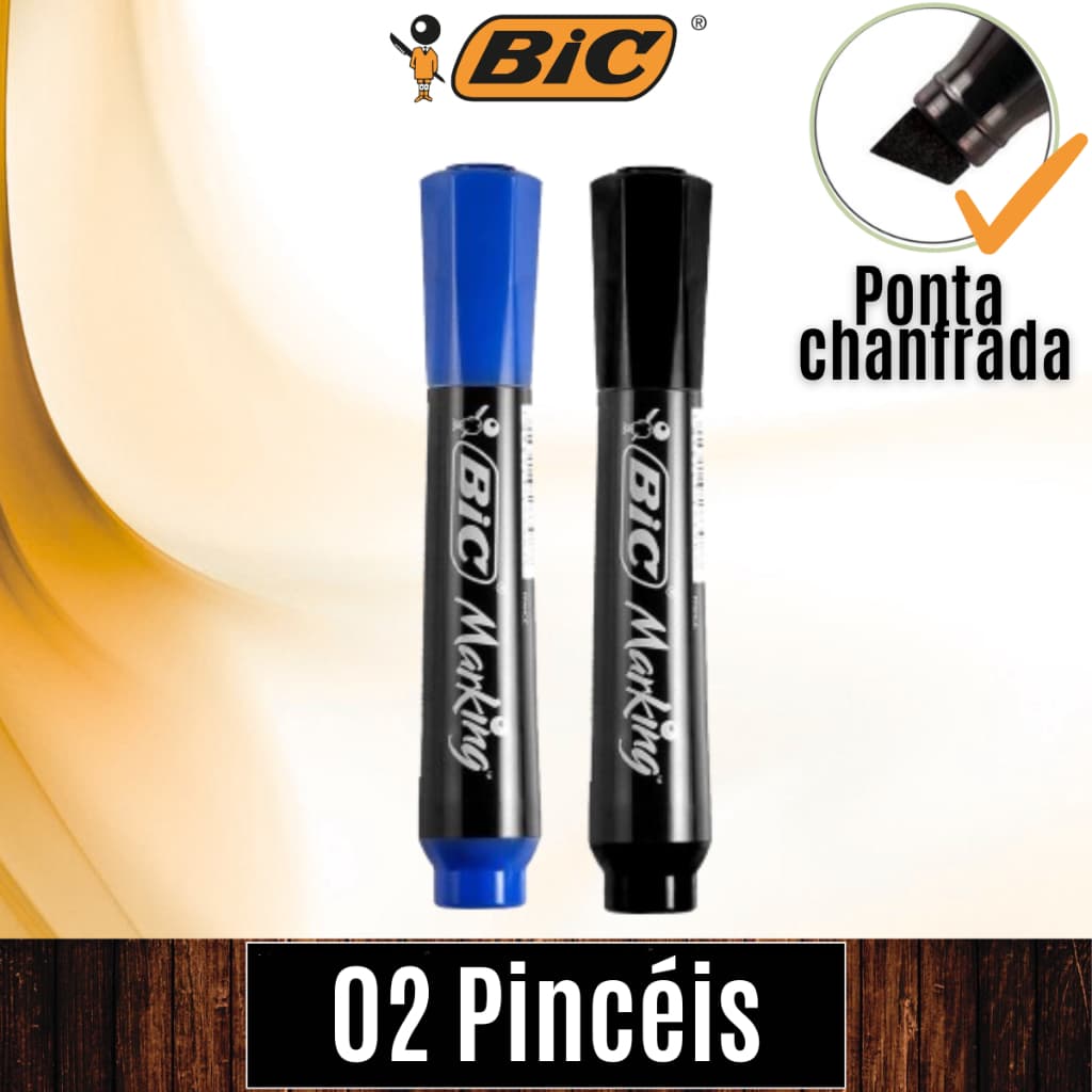 Pct 02 Unds Pincel Marking BIC Canetinha atômico permanentes marcadores ponta média