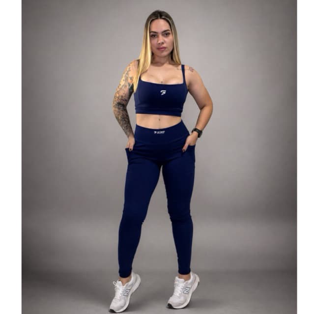 Conjunto de legging fitness canelado premium