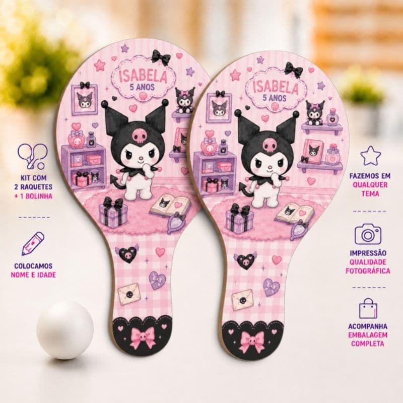 Lembrancinha Kuromi Ping Pong Personalizados Festa Infantil Aniversário