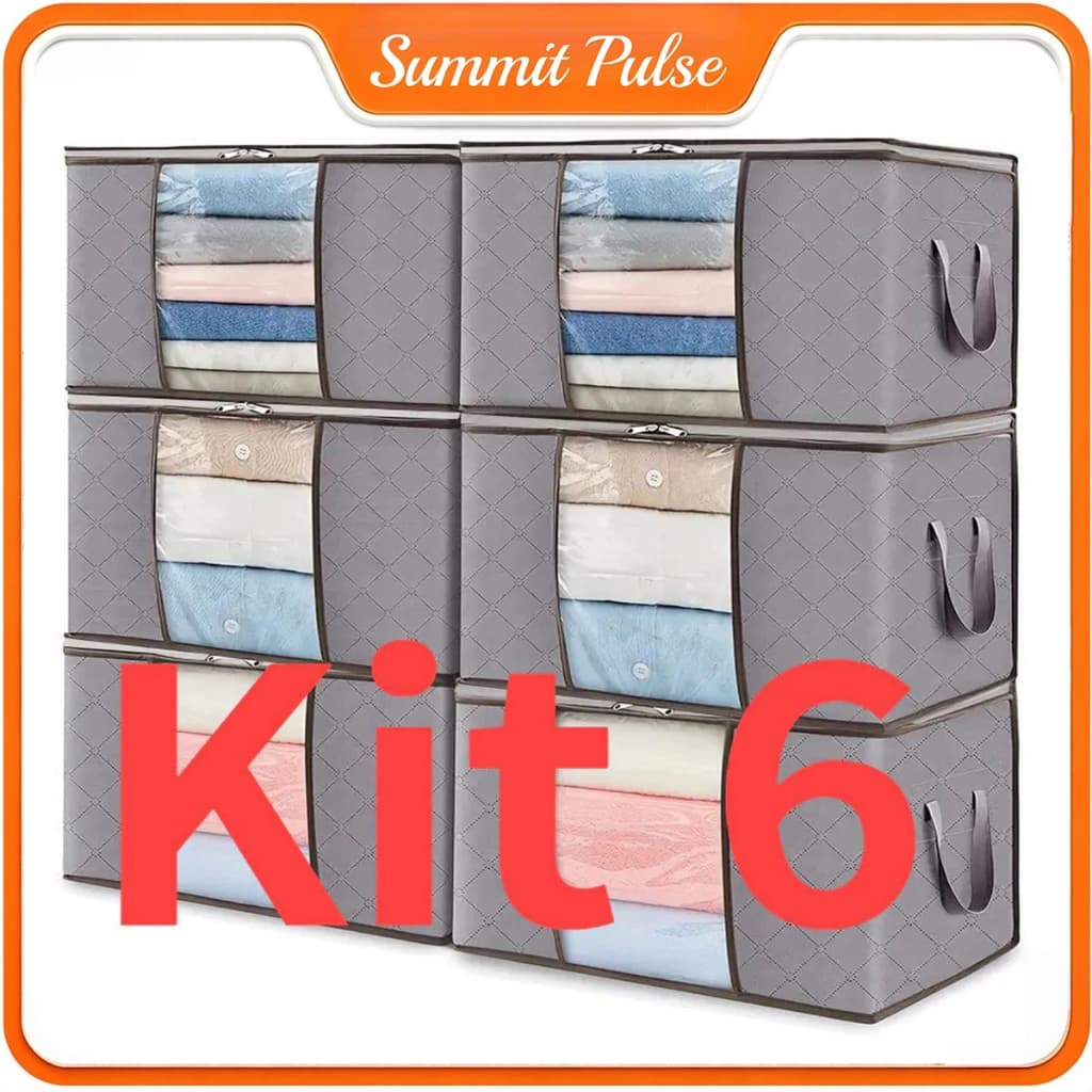 KIT 6 Sacos de Armazenamento | Caixas Organizadoras de Guarda-Roupa para Roupas e Viagem Anti Poeira Umidade Dobrável