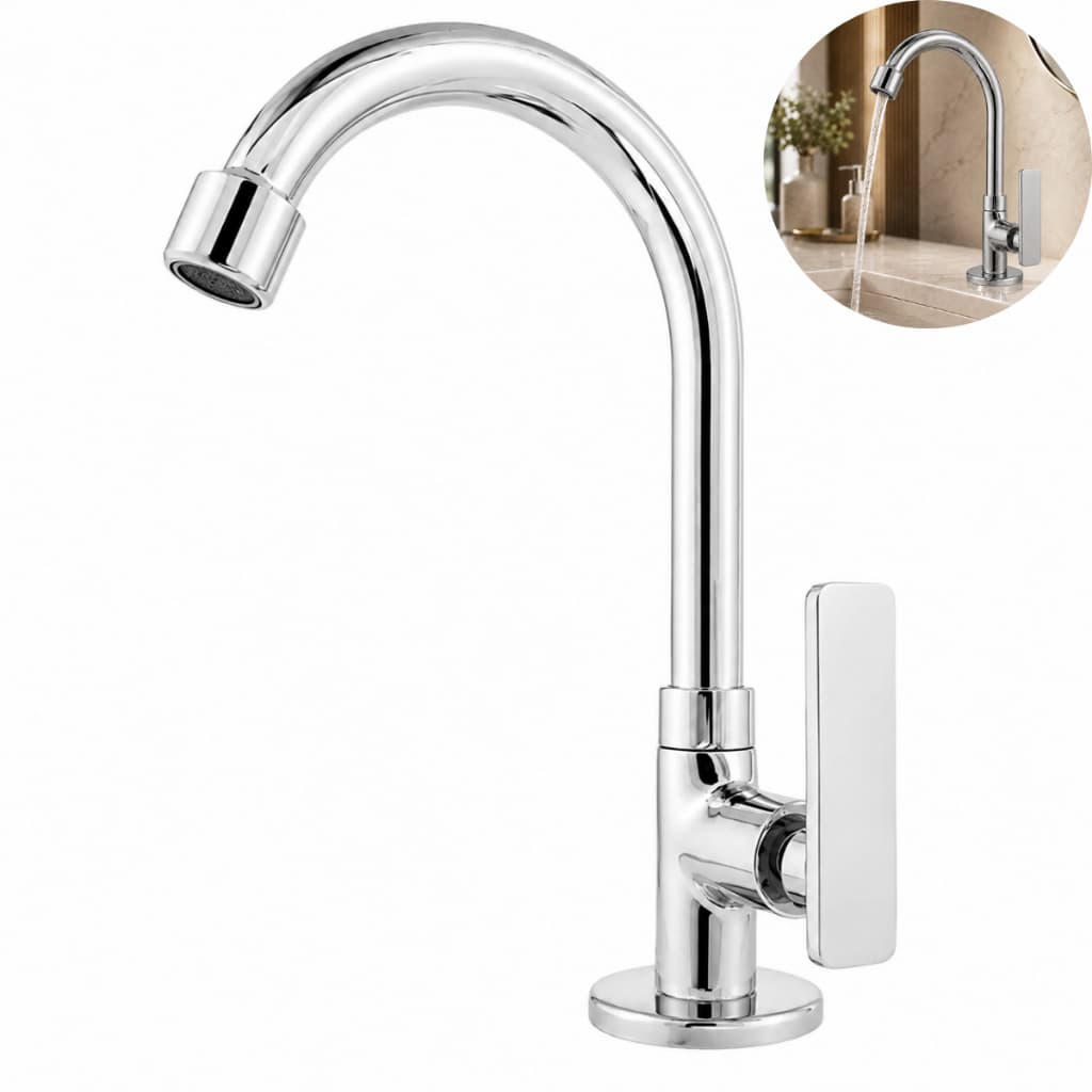 Torneira para Lavatório Banheiro Lavabo em Metal Cromado Bica Móvel para Pia Cuba Moderna Luxo