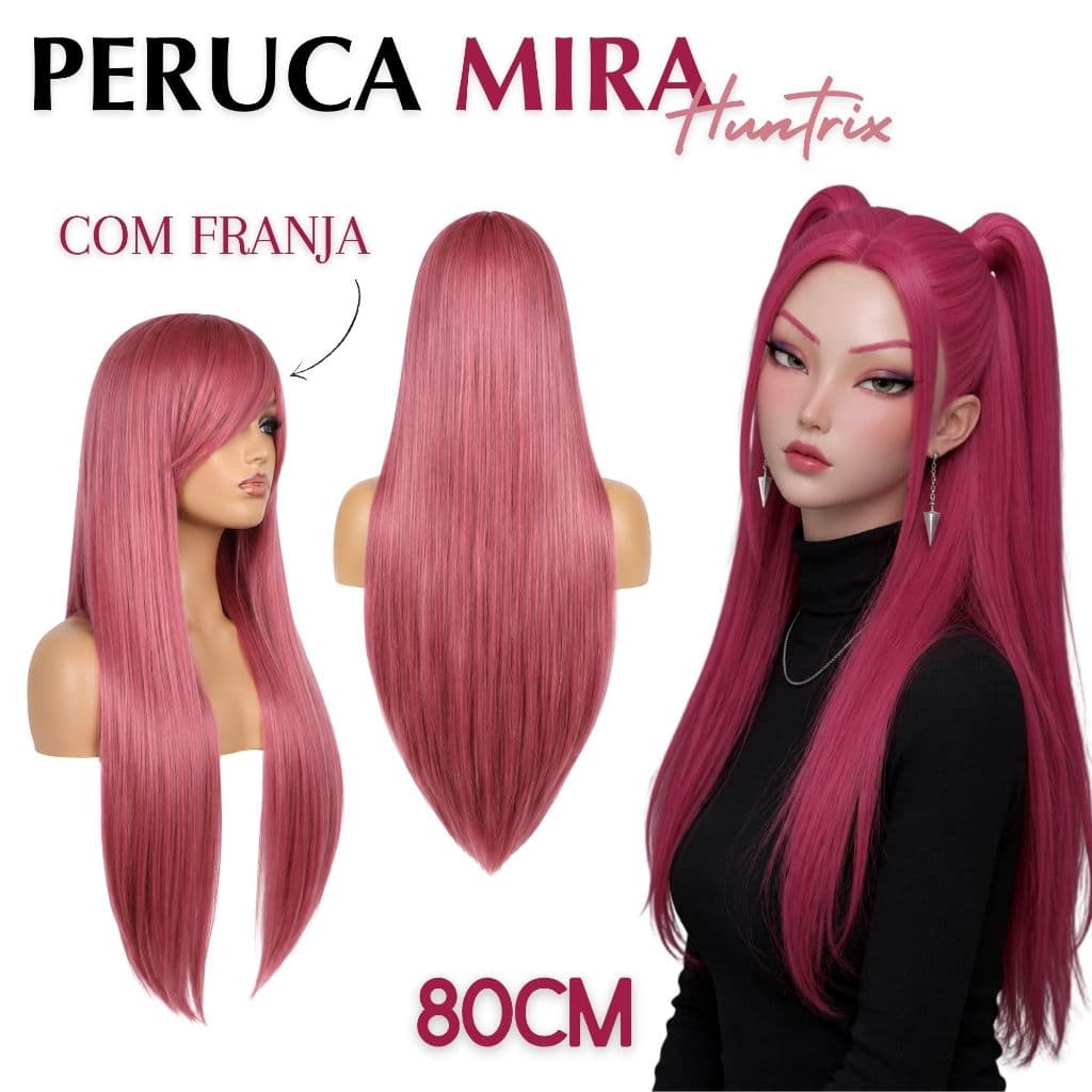 Peruca Lisa Longa 100 % Orgânica 80 cm 280 Gramas Corte Efeito V  + Touca Wig