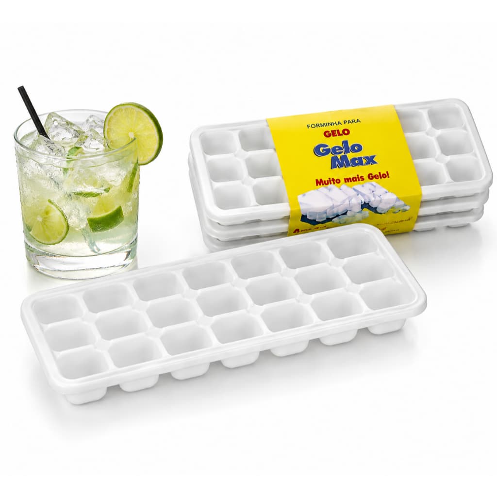 Conjunto Forma de Gelo Tradicional Plástico Para Congelador Freezer Geladeira Cozinha Forminha de Gelo 6UN Resistente