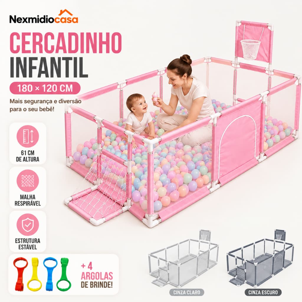 Nexmidiocasa Cercadinho Infantil Para Bebê Chiqueirinho Berço Grande Menino Menina