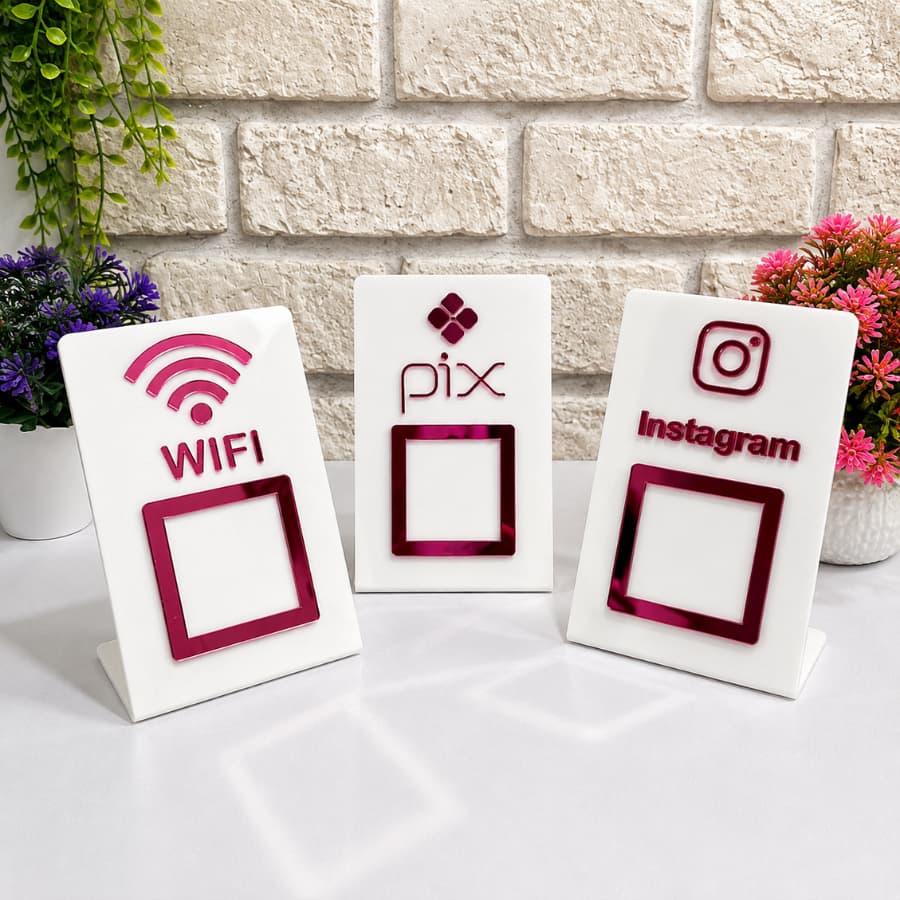 Placa Wifi Display QrCode Acrílico Ideal Para Loja Qualidade Premium