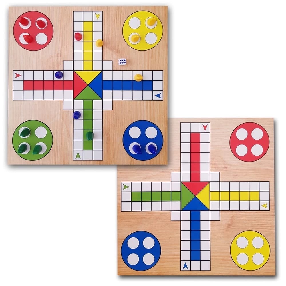 Jogo de Tabuleiro Ludo Coluna - Tabuleiro 16 Pinos, Dado Incluso, 2-4 Jogadores