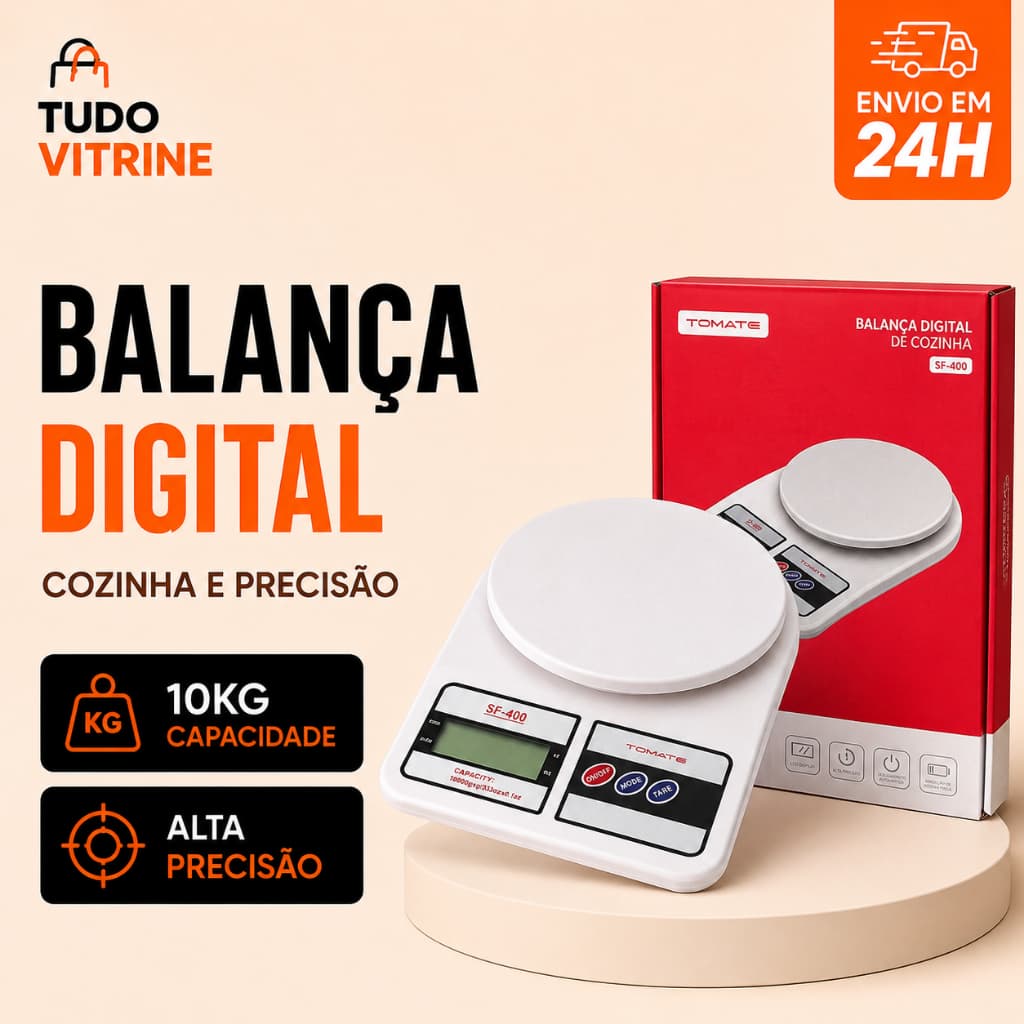 Balança Digital de Cozinha Tomate SF-400 10kg Alta Precisão LCD Função Tara