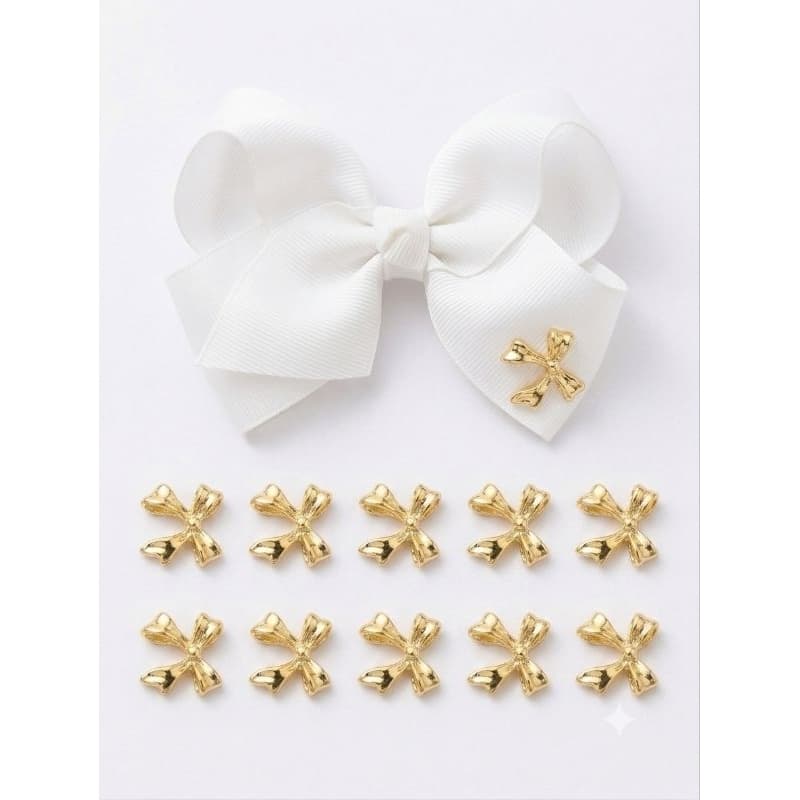 Mini laço de metal dourado para enfeitar laços e unhas 10mm com 10 unidades.
