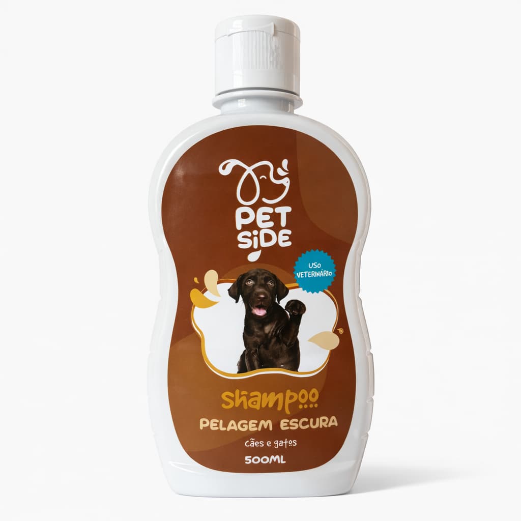 Shampoo para cães e Gatos de pelagem escura Petside 500ml Realça cor brilho