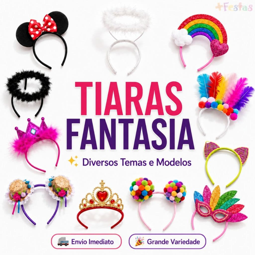 Tiara Arco Fantasia Acessório de Cabelo Festa Infantil Princesas Bichinhos Teatro Dia Das Crianças