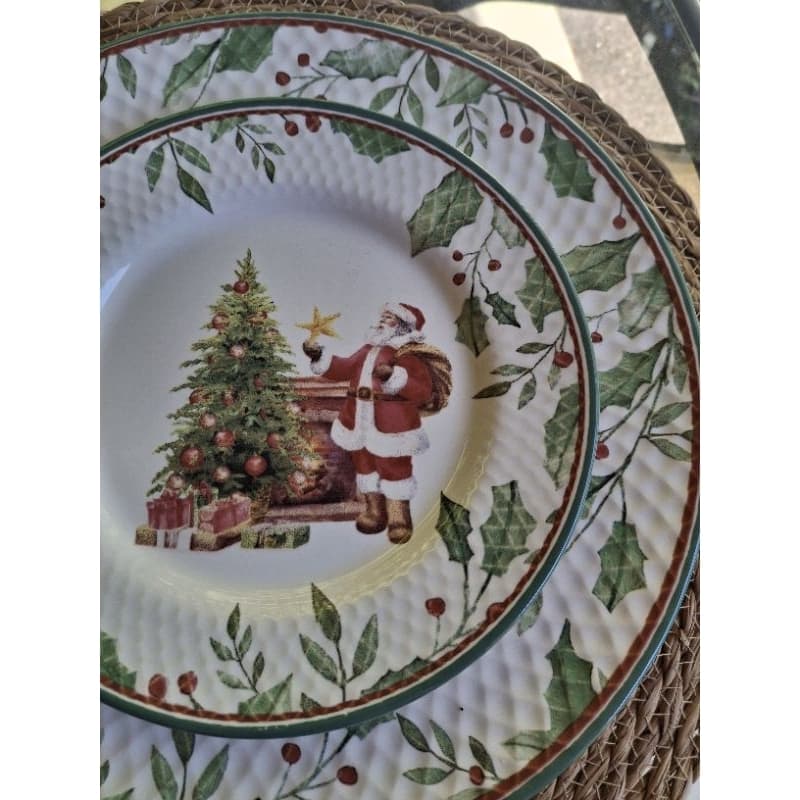 Prato raso e prato de sobremesa decorado cerâmica
