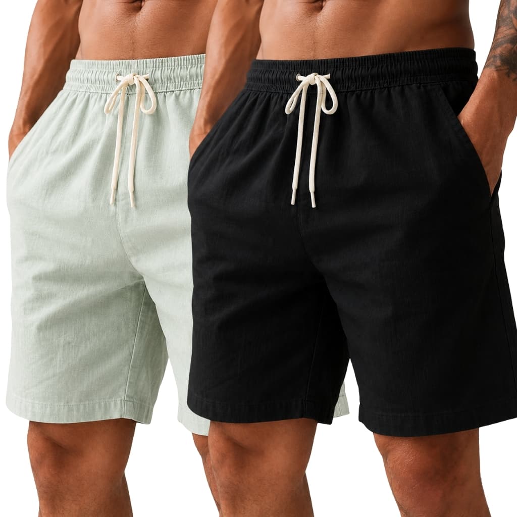 Kit 2 Shorts Bermuda Mauricinho Masculino Em Linho Premium